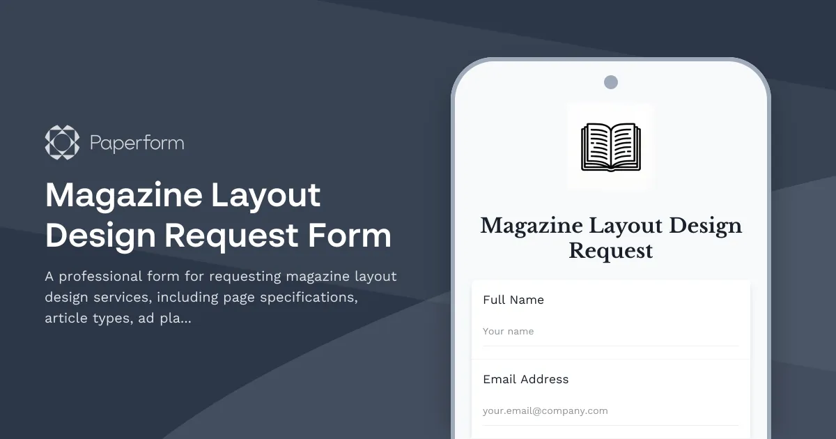 Magazine Layout Design Request Form