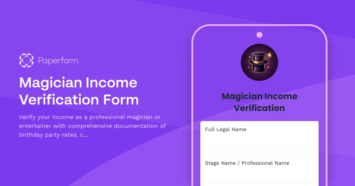 Magician Income Verification Form