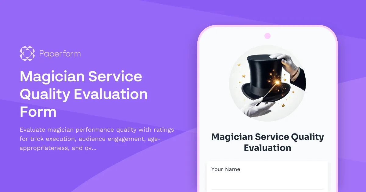 Magician Service Quality Evaluation Form