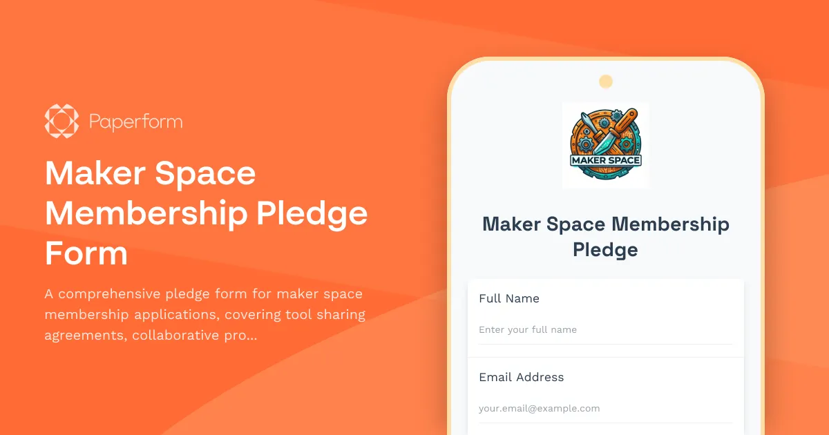 Maker Space Membership Pledge Form