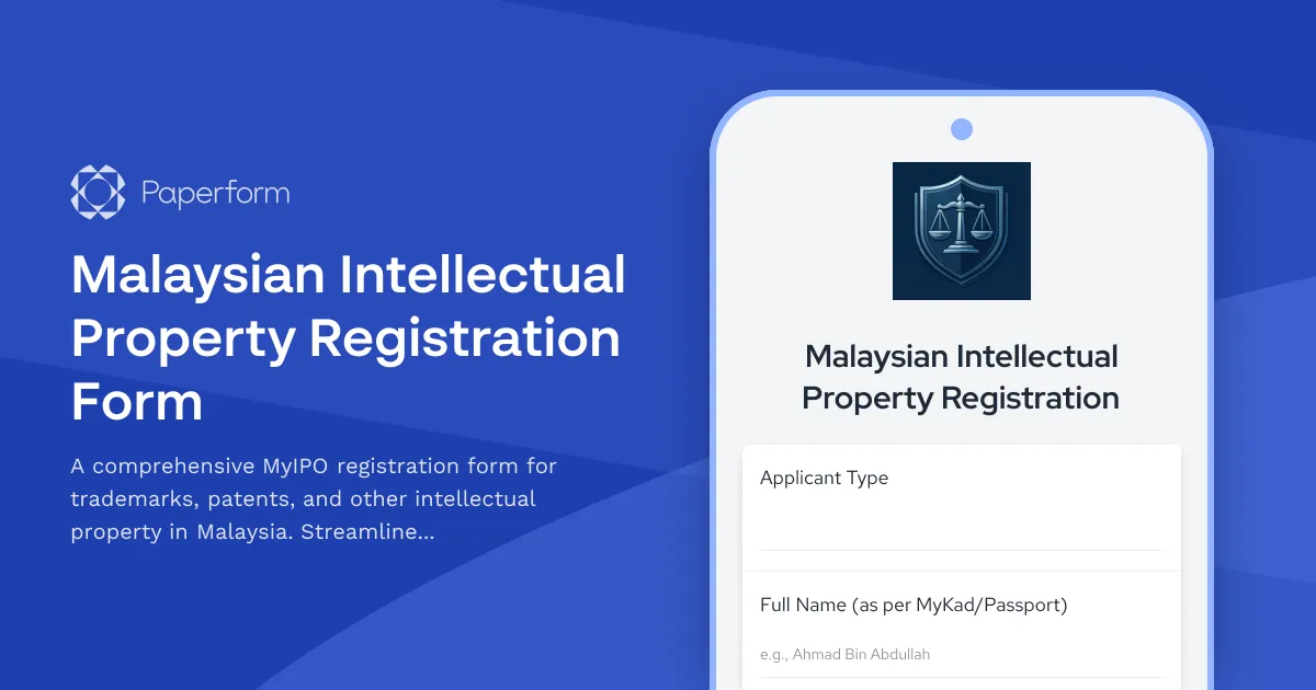 Malaysian Intellectual Property Registration Form