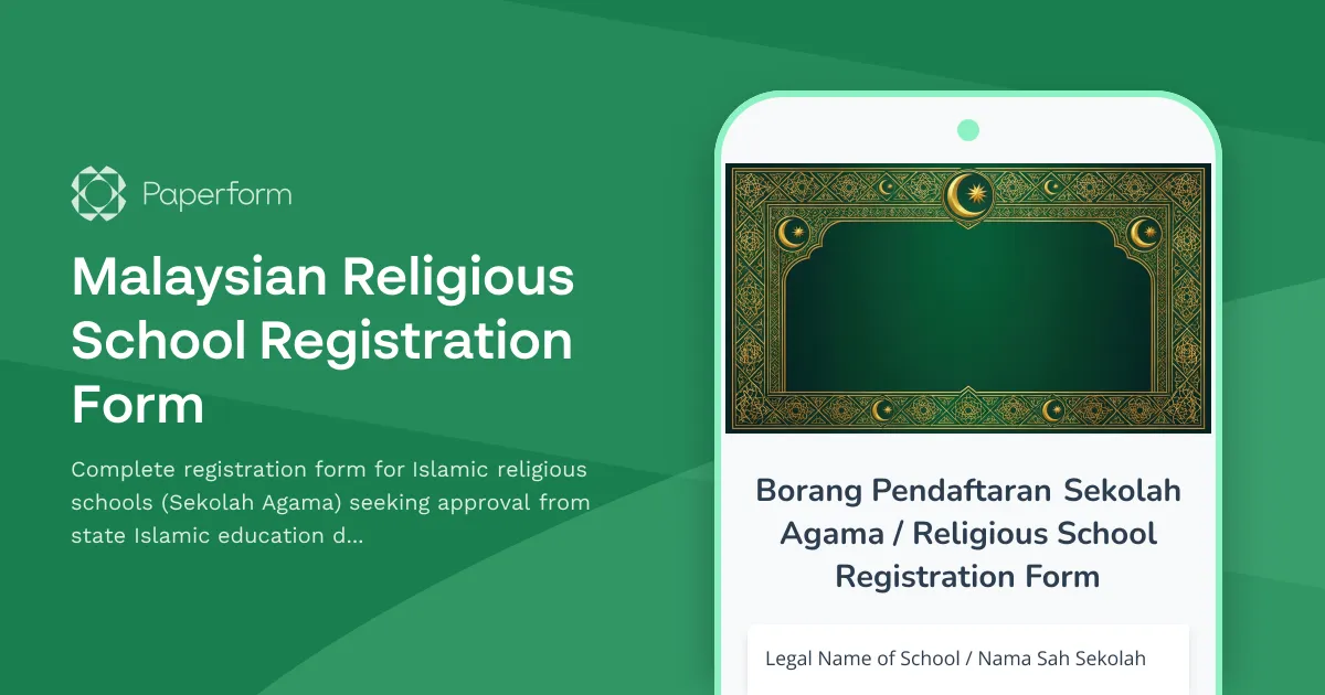 Malaysian Religious School Registration Form