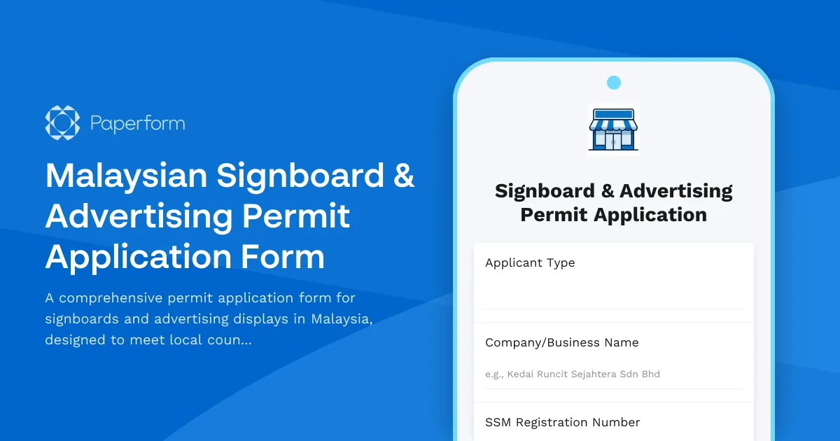 Malaysian Signboard & Advertising Permit Application Form
