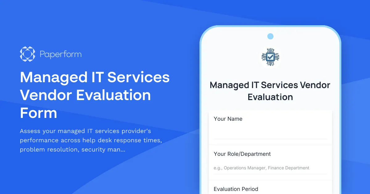 Managed IT Services Vendor Evaluation Form