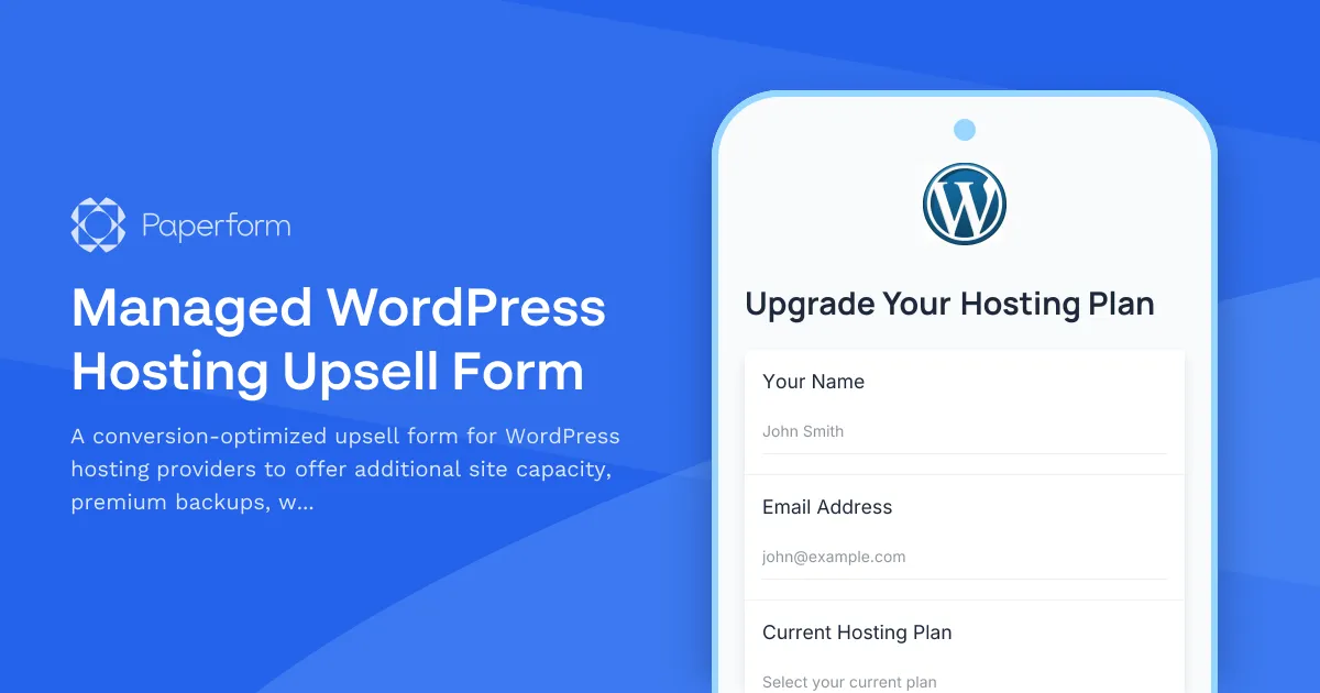 Managed WordPress Hosting Upsell Form