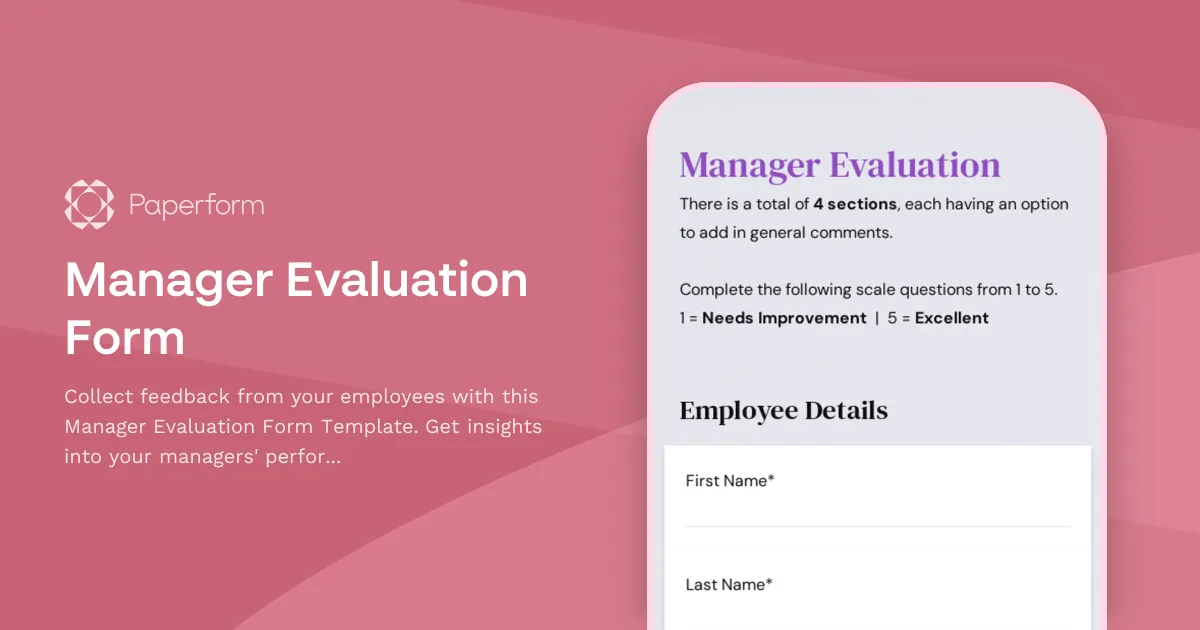 Manager Evaluation Form