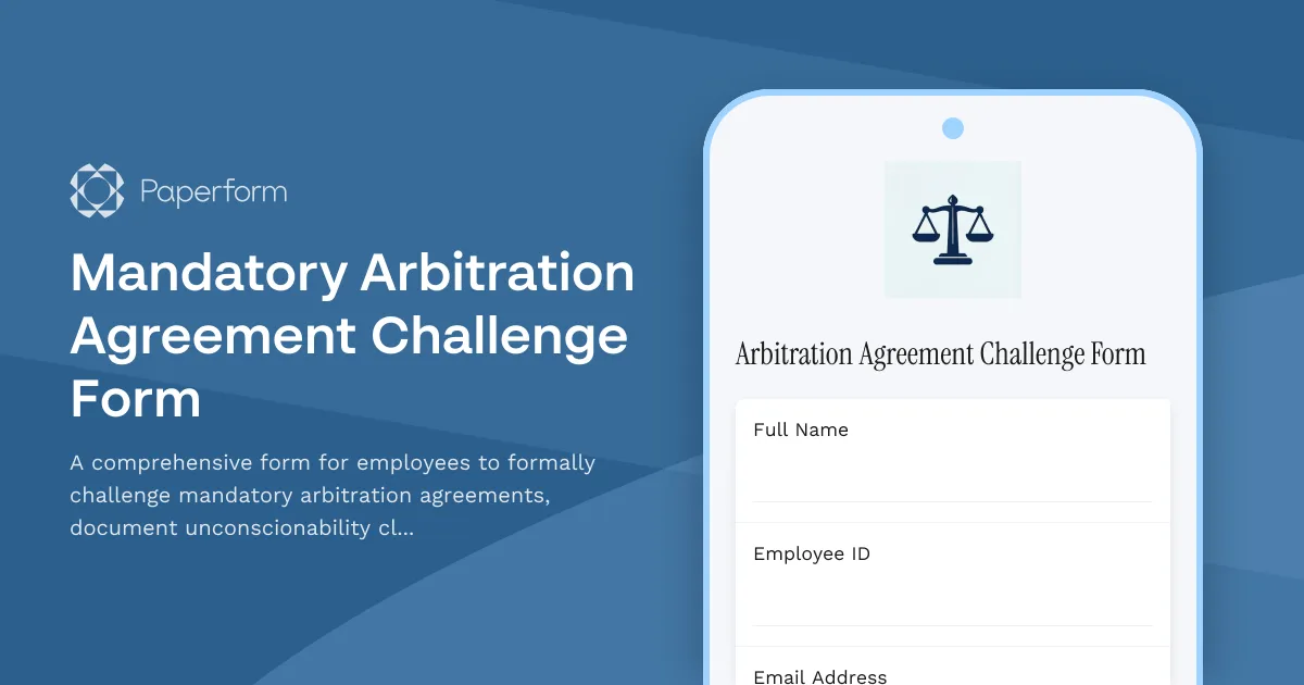 Mandatory Arbitration Agreement Challenge Form
