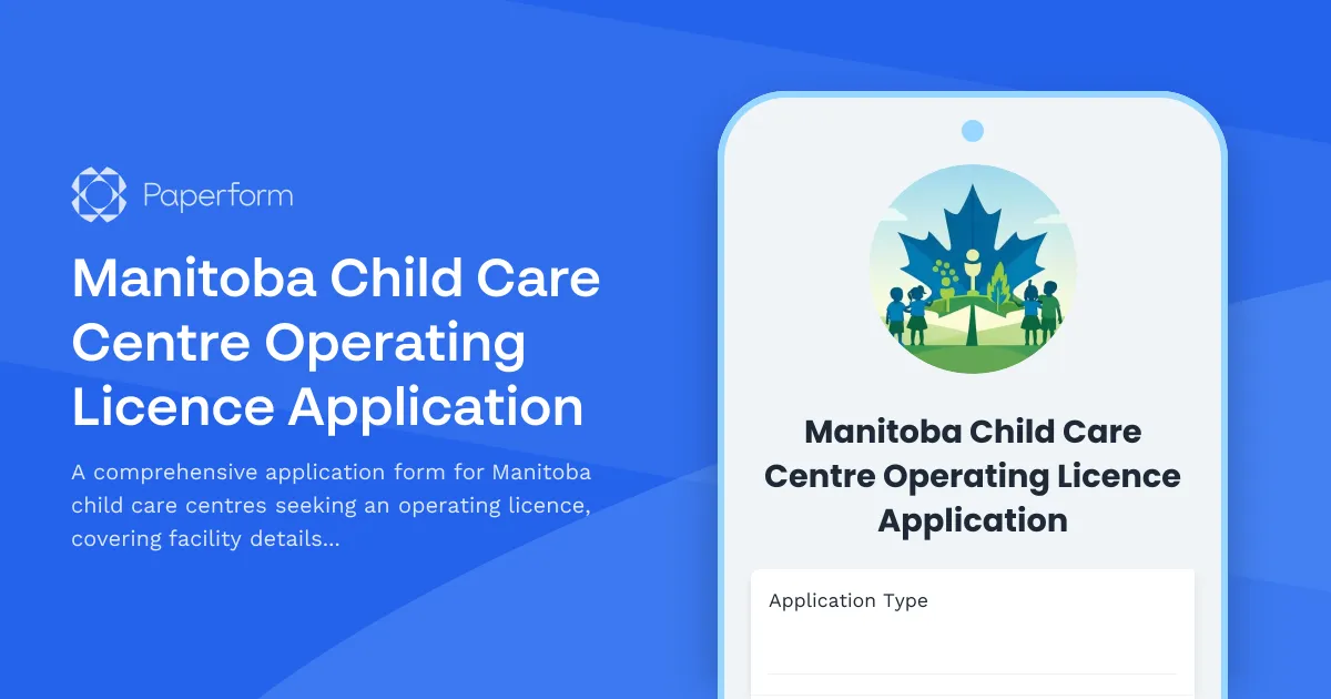 Manitoba Child Care Centre Operating Licence Application