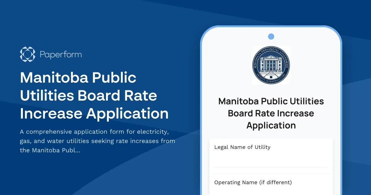 Manitoba Public Utilities Board Rate Increase Application