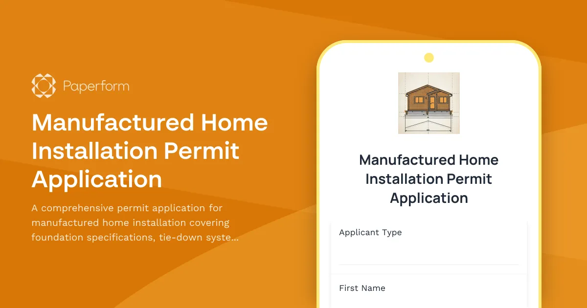 Manufactured Home Installation Permit Application