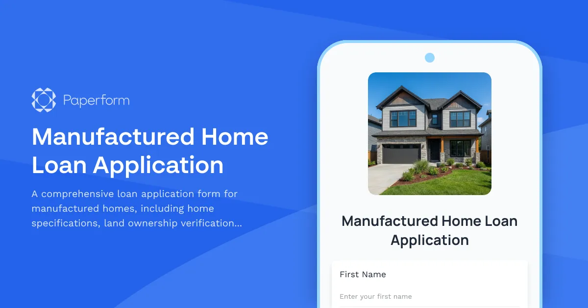 Manufactured Home Loan Application
