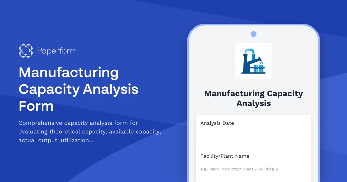Manufacturing Capacity Analysis Form