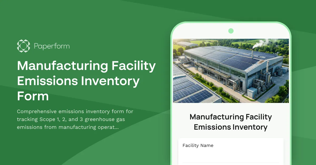 Manufacturing Facility Emissions Inventory Form