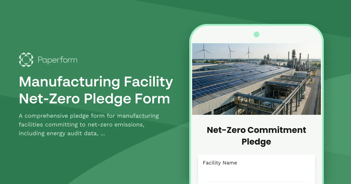 Manufacturing Facility Net-Zero Pledge Form