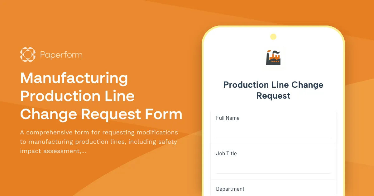 Manufacturing Production Line Change Request Form