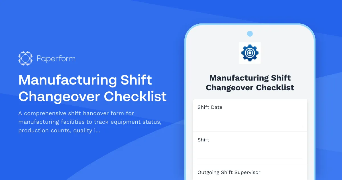 Manufacturing Shift Changeover Checklist