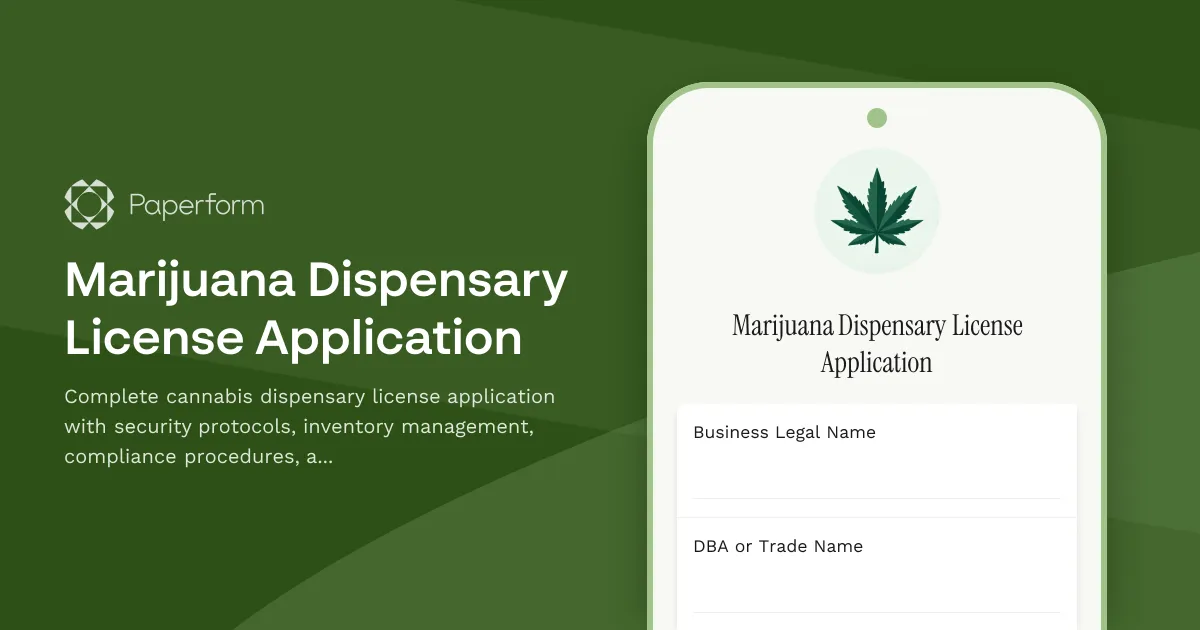Marijuana Dispensary License Application
