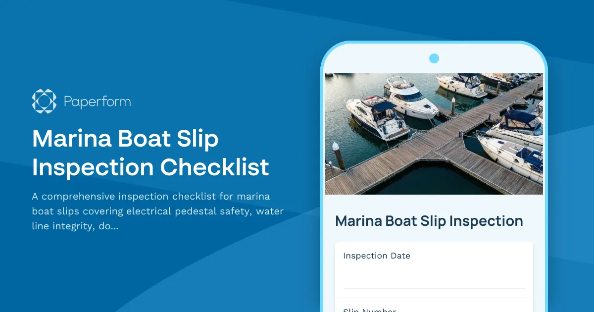 Marina Boat Slip Inspection Checklist
