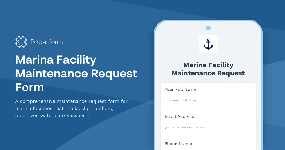 Marina Facility Maintenance Request Form