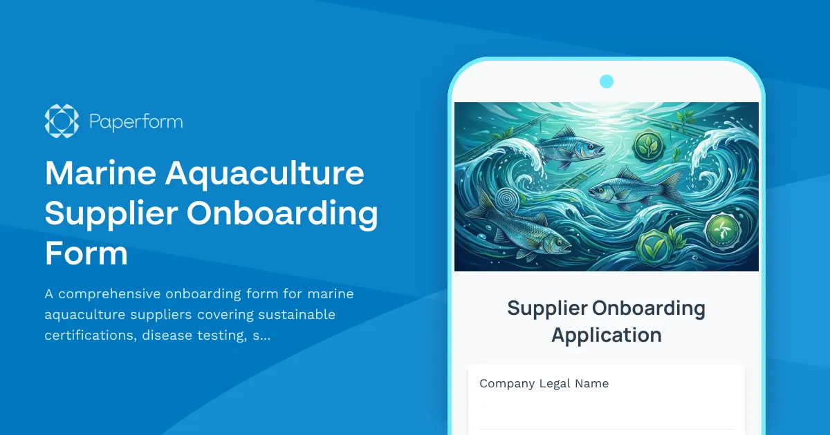 Marine Aquaculture Supplier Onboarding Form