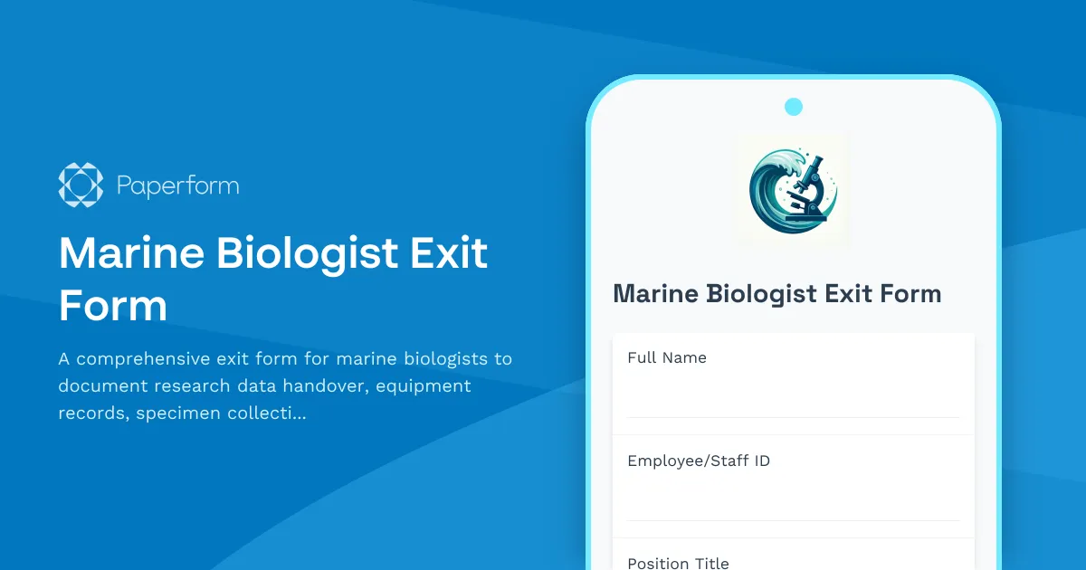 Marine Biologist Exit Form