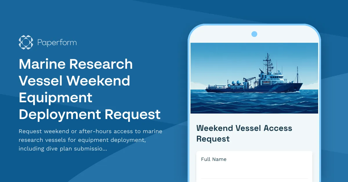 Marine Research Vessel Weekend Equipment Deployment Request