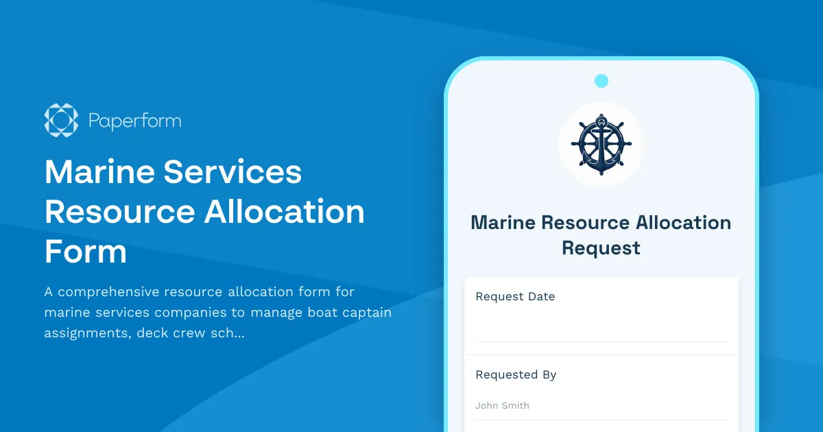 Marine Services Resource Allocation Form