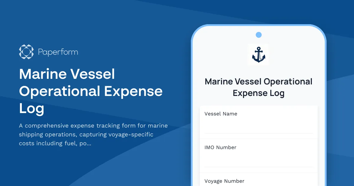Marine Vessel Operational Expense Log