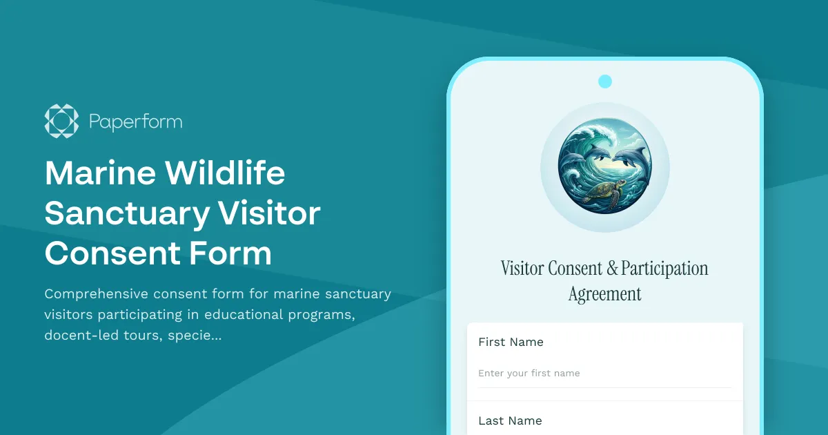 Marine Wildlife Sanctuary Visitor Consent Form