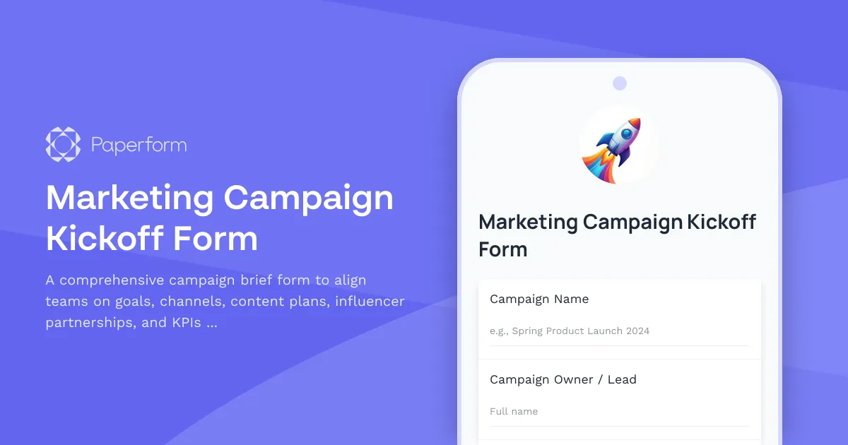 Marketing Campaign Kickoff Form