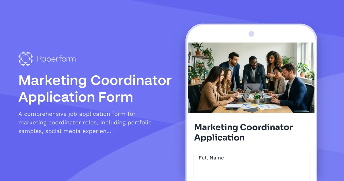 Marketing Coordinator Application Form