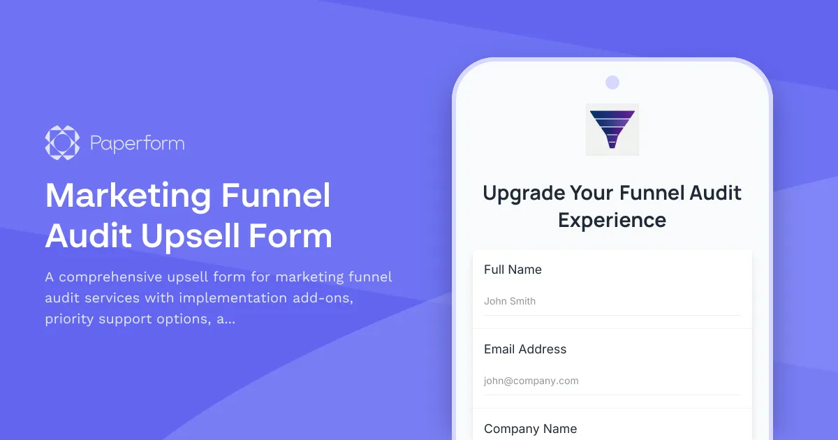 Marketing Funnel Audit Upsell Form