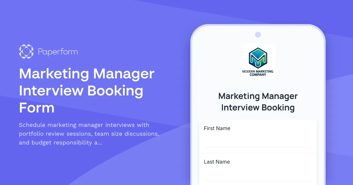 Marketing Manager Interview Booking Form