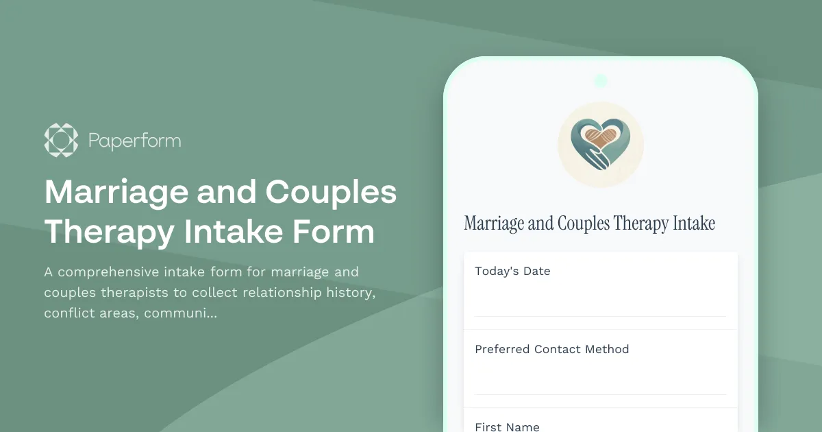 Marriage and Couples Therapy Intake Form