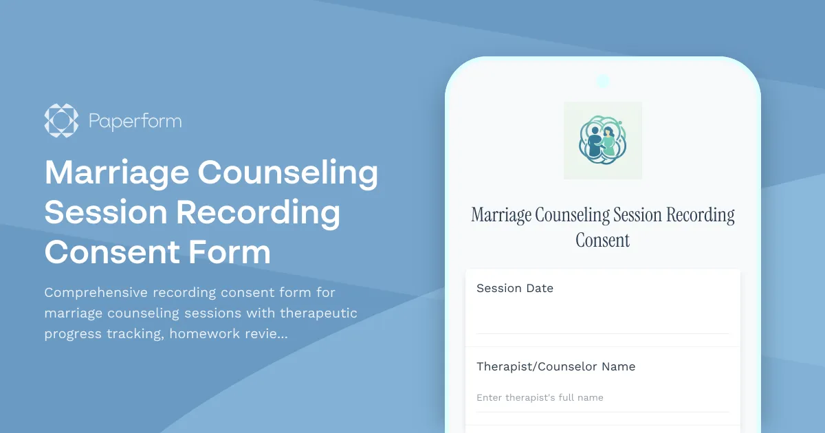 Marriage Counseling Session Recording Consent Form
