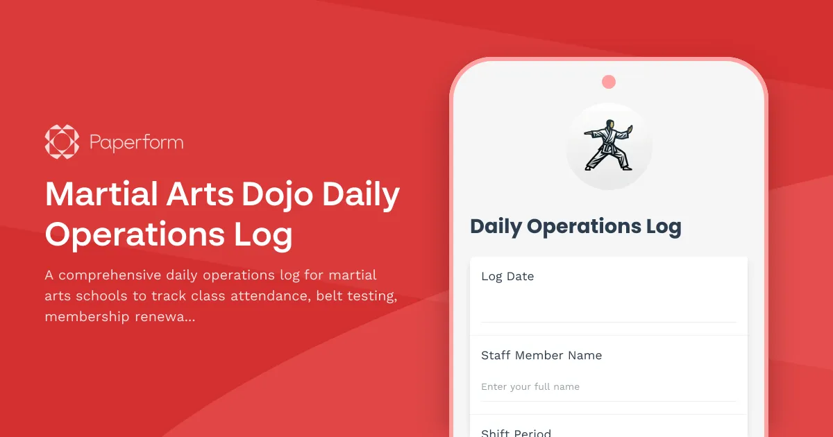 Martial Arts Dojo Daily Operations Log