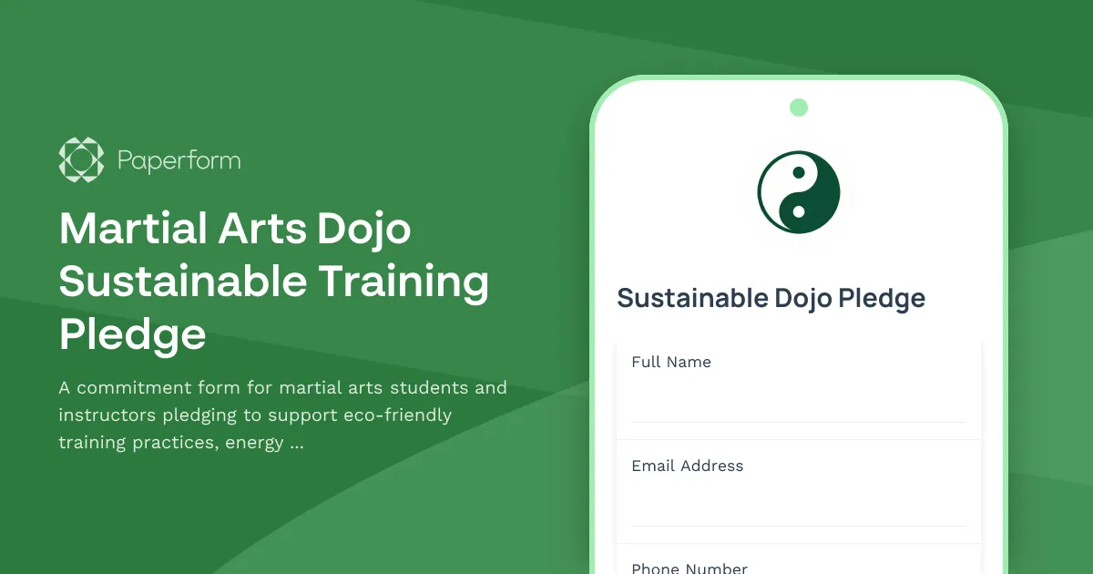 Martial Arts Dojo Sustainable Training Pledge