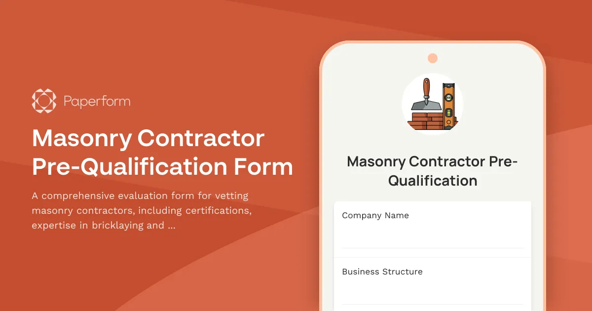 Masonry Contractor Pre-Qualification Form