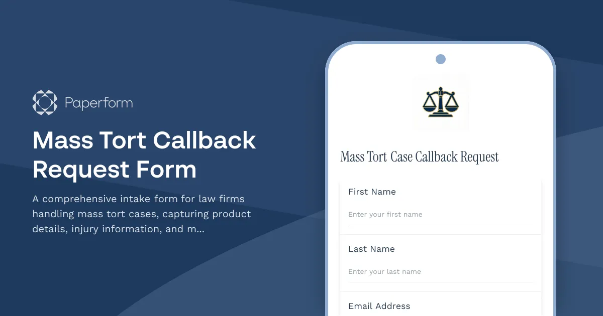 Mass Tort Callback Request Form