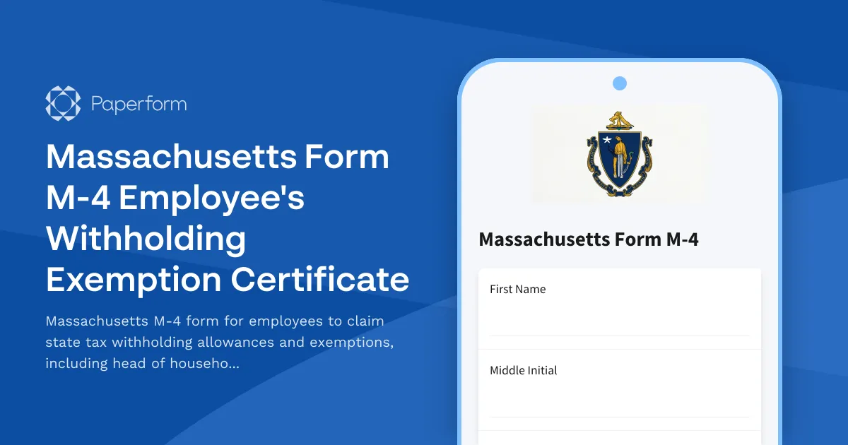Massachusetts Form M-4 Employee's Withholding Exemption Certificate