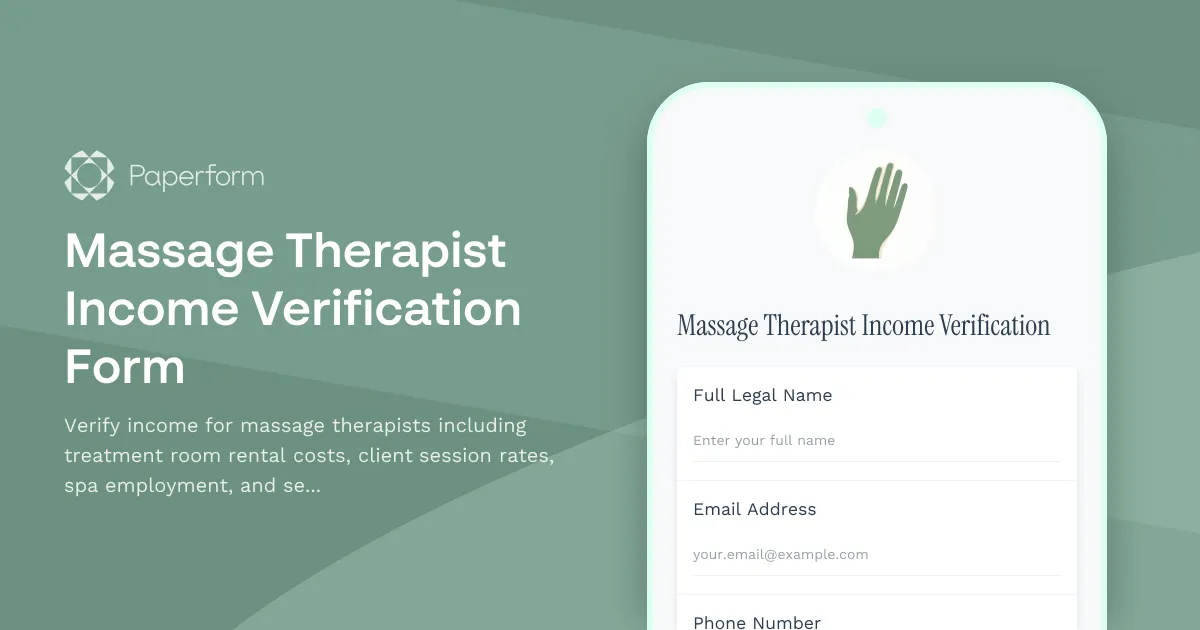 Massage Therapist Income Verification Form