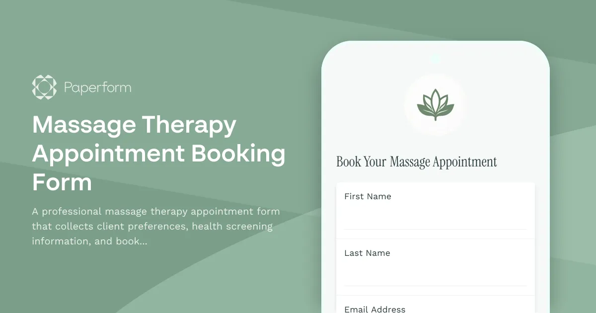 Massage Therapy Appointment Booking Form