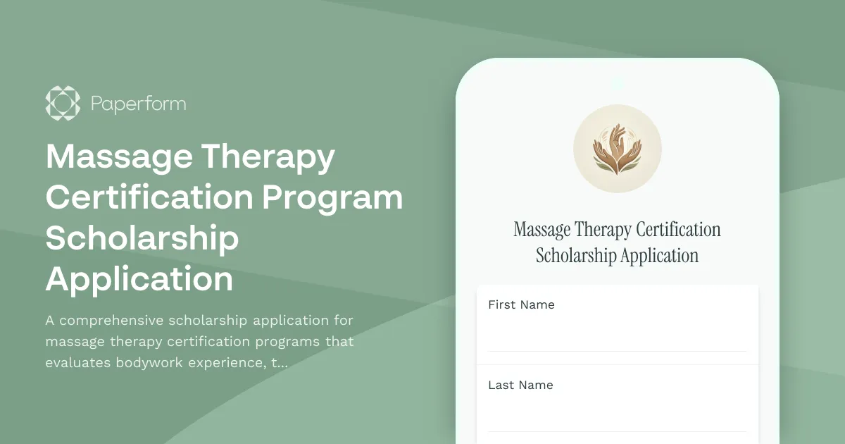 Massage Therapy Certification Program Scholarship Application