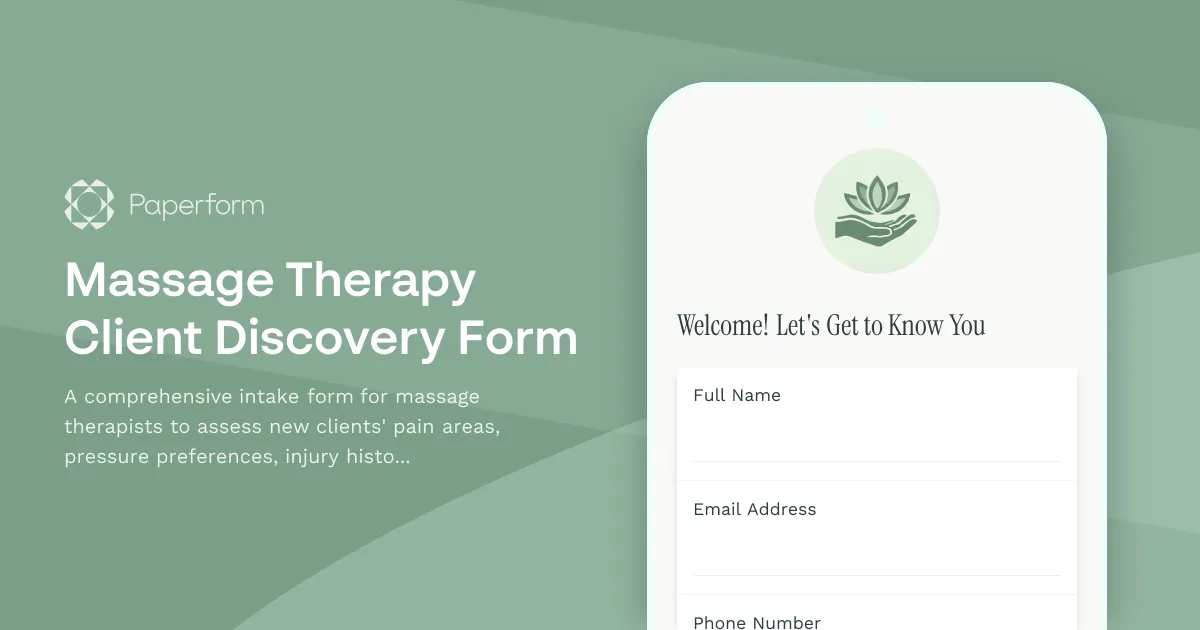 Massage Therapy Client Discovery Form