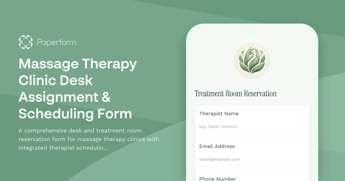 Massage Therapy Clinic Desk Assignment & Scheduling Form