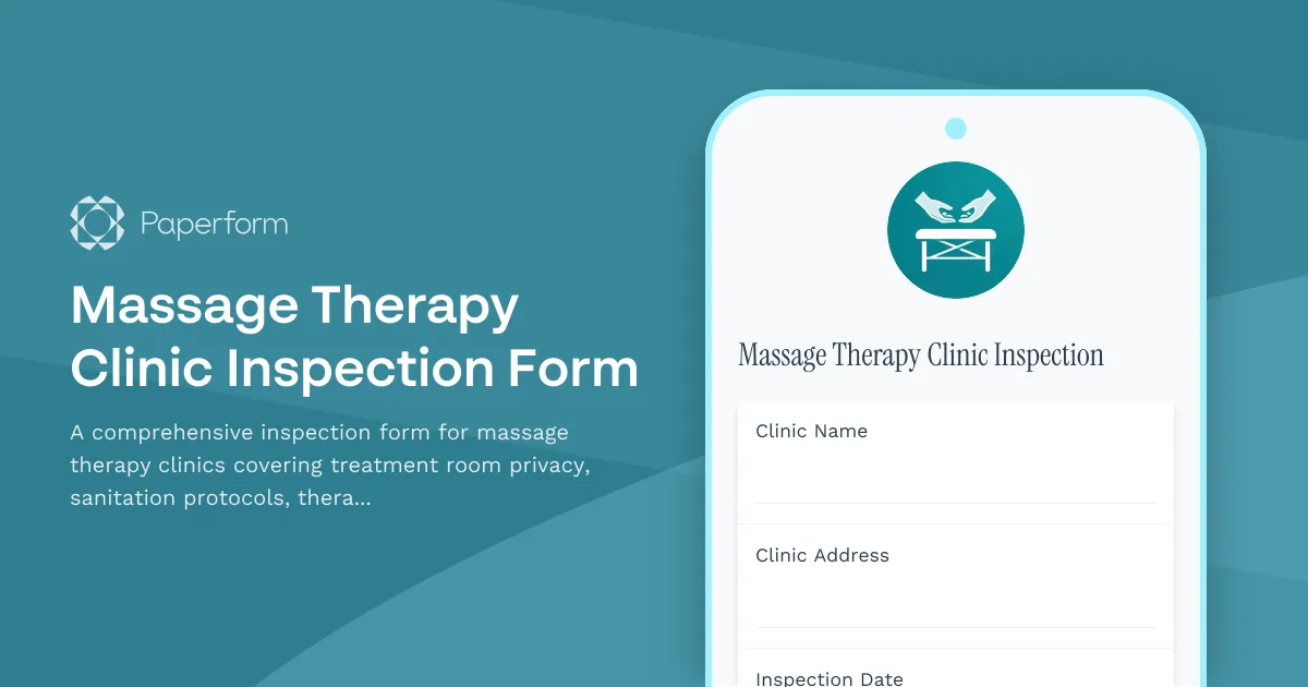 Massage Therapy Clinic Inspection Form