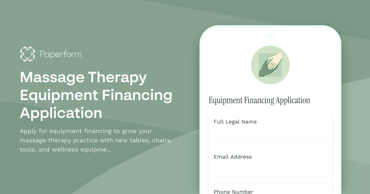 Massage Therapy Equipment Financing Application