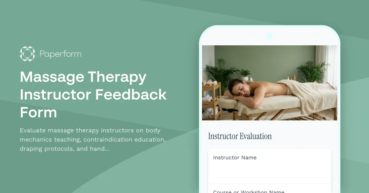 Massage Therapy Instructor Feedback Form
