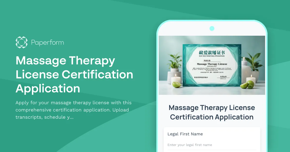 Massage Therapy License Certification Application