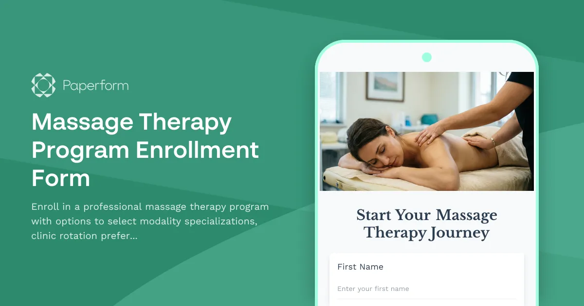 Massage Therapy Program Enrollment Form